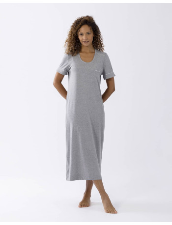 Short-sleeved cotton-modal nightshirt LES INTEMPORELLES A11 grey fleck